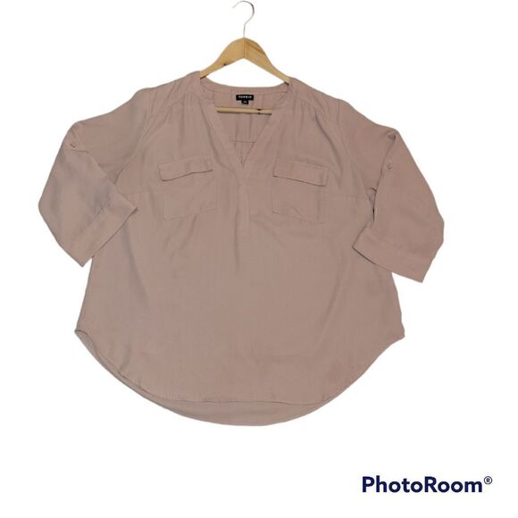 Torrid Harper Georgette Pullover 3/4 Sleeve Blouse Pink Rose Blush Mauve 00 - Picture 6 of 13